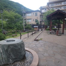 湯原温泉公園の足湯周辺