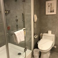 客室とトイレ洗面所は一部ガラスで仕切られています。