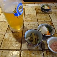 ビールとお通し