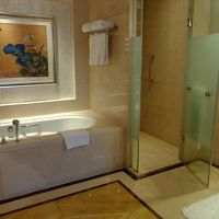 アップグレードで頂いたスイートの浴室部分も広々。