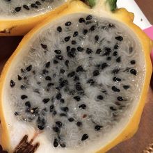 赤いドラゴンフルーツと違って透明感あり。