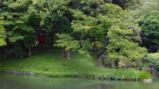 大泉水に浮かぶ大きな島