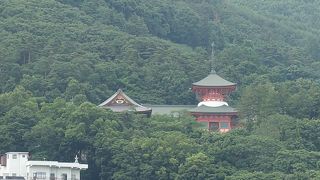 大峰山の緑の合間に姿が見えます