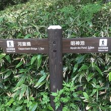 ところどころに残りの距離数が表示