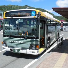 河口湖駅での甲府発河口湖・富士山駅行バス