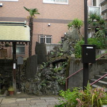 柳森神社の入口の東側に、富士講関係の石碑が集積されています。