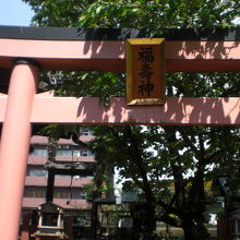 福寿稲荷の鳥居です。柳森神社の中央の重要な場所にあります。