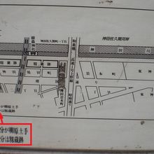 柳原土手跡の解説板です。柳原土手の場所を解説しています。