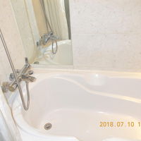 バスタブ有ります。シャワーカーテンも。水圧強し。