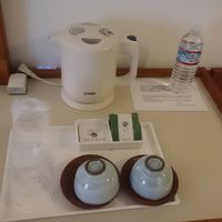 ティーパックとミネラルウォーター一本があります