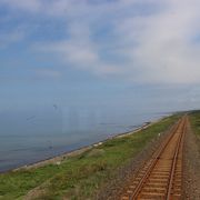 下北半島への鉄道　陸奥湾が見えます