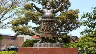 地元出身の第５３代横綱の銅像です