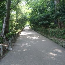 石垣を登るには急な坂を登ります。
