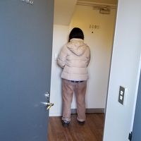 共有ドア開けて、部屋のドアあけるとこ