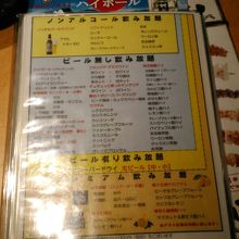 飲み放題メニューです