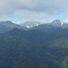 残雪の朝日連峰遠望