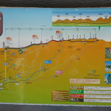 ロープウェイからのハイキングコース案内板
