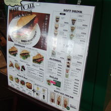 店頭のメニュー