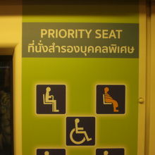 座席には、老人・病人等弱者への優先席が設けられていました。