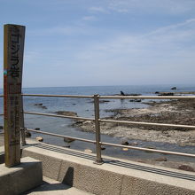 ゴジラ岩案内板とゴジラ岩