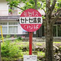 路線バスが、宿の前まで来ています。