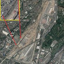 新と現バーンスー駅の比較です。現バンスー駅は、赤丸の間です