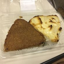 マヨ明太高菜おにぎりと胡麻味噌焼きおにぎり