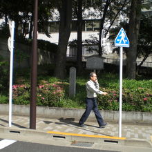 与謝野鉄幹晶子居住跡の石碑と解説は、東京薬科大の土手にありま