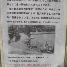 市谷船河原町の井戸の由来を記した標示です。歴史を感じます。