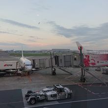 早朝の滑走路の風景です。