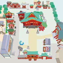 神田明神の本殿の東側に獅子山があります。獅子が置かれています