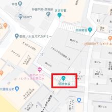 明神女坂の地図です。神田明神の本殿に至る経路で、男坂の南です