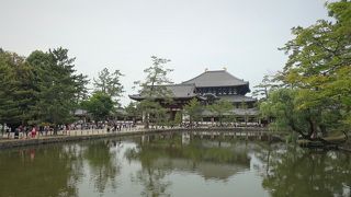 大仏殿前の広い池