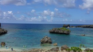 中の島ビーチは海水浴としては狭い