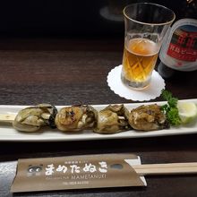 牡蠣の醤油焼き。美味しすぎて2本食べました。