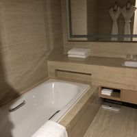 バスタブありバスローブあり。バスローブ薄めシャワー水圧◎