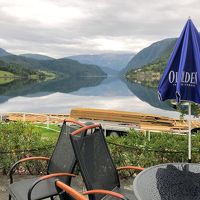 フィヨルド側のバルコニー