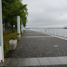 横浜港側は静かな遊歩道になっていました