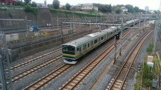 新幹線が真上から見えます。