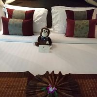 このサルがホテルのマスコットみたいです。