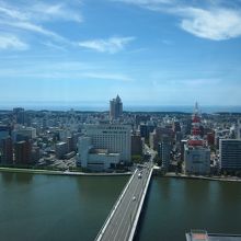 展望フロアーから　萬代橋・日本海