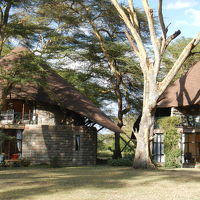 庭から見たロッジ