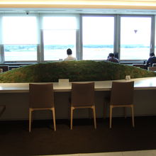 中央テーブルの苔のオブジェ