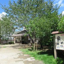 記念館脇からの様子 (正面が道草庵)