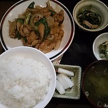 豚肉といんげん炒め定食700円