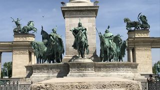 ハンガリーの建国を物語る広い歴史広場。