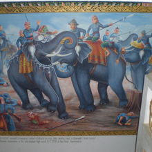 タイ王国の古来からの戦いにおける、象の活躍を描いた絵です。