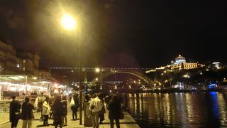 ドウロ川の人気のある河畔の広場