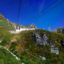 千畳敷駅と山並みが見えてきた