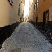 石畳の細い路地、趣ある旧街区